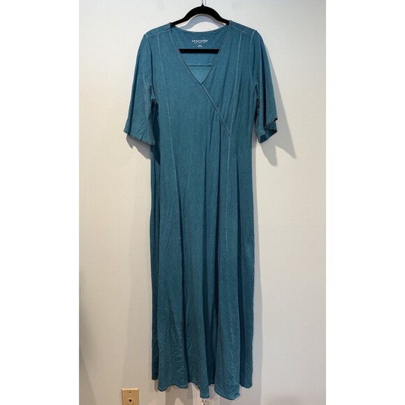 Soft Surroundings Dresses & Skirts - Soft Surroundings Maxi Dress Women Medium Teal 3/4 Sleeve Lagenlook Boho Minimal